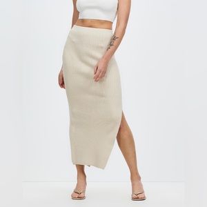 South Moon Under Ribbed Midi Skirt - White